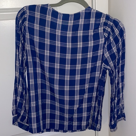 NWOT Old Navy Blue Plaid Blouse - Picture 4 of 4